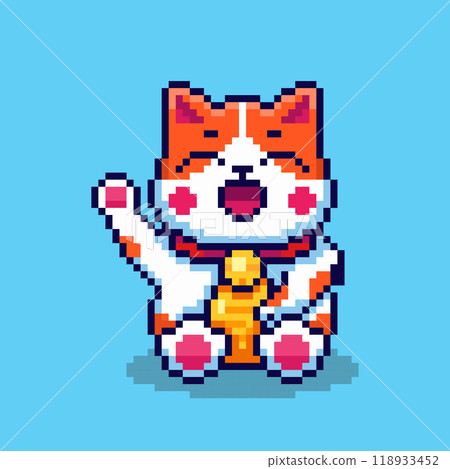 Pixel art Lucky Cat game asset design 118933452