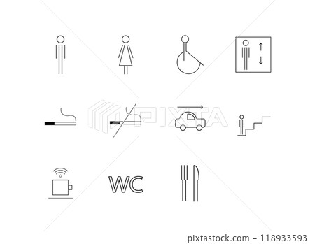 咖啡廳及公共設施象形圖圖示集 118933593