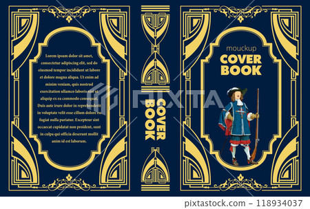 Ornate leather book cover and Old retro ornament frames. Royal Golden style design. Historical novel. Oriental style Vector illustration. Hand drawn illustration Ornate leather book cover and Old retro ornament frames. Royal Golden style design. Historical novel. Oriental style Vector illustration. Hand drawn illustration 118934037