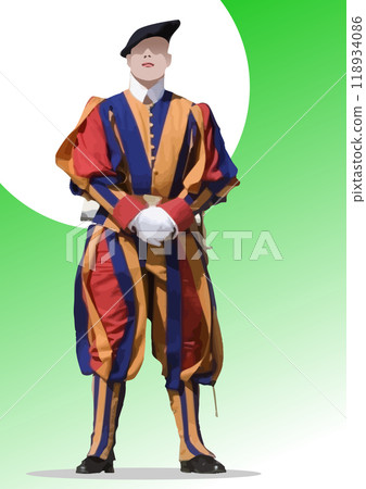 Swiss Guards of Vatican City. 3d vector illustration Swiss Guards of Vatican City. 3d vector illustration 118934086