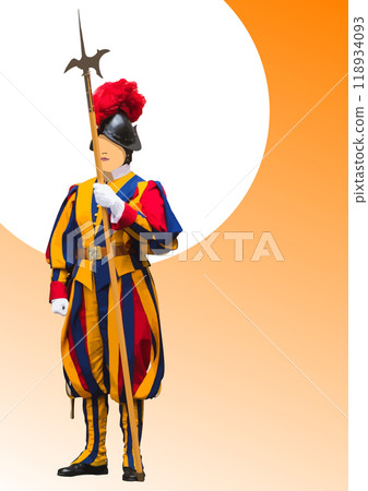 Swiss Guards of Vatican City. 3d vector illustration 118934093