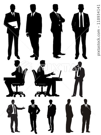 Silhouettes of  people. Black and white illustration 118934141