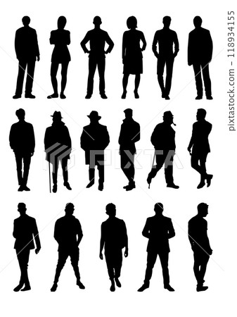 Silhouettes of  people. Black and white illustration 118934155