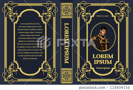 Ornate leather book cover and Old retro ornament frames. Royal Golden style design. Historical novel. Oriental style Vector illustration. Hand drawn illustration Ornate leather book cover and Old retro ornament frames. Royal Golden style design. Historical novel. Oriental style Vector illustration. Hand drawn illustration 118934158