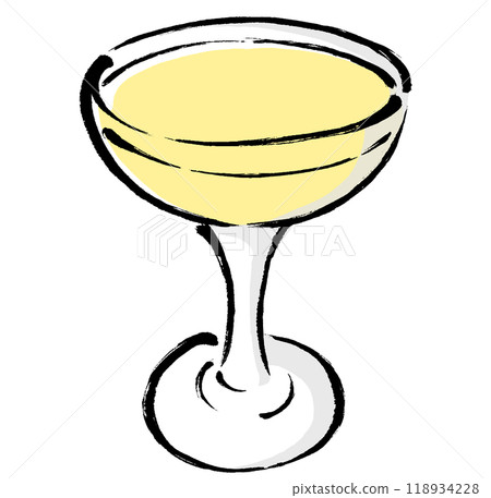 含有畫筆描邊的飲料的玻璃杯的插圖 118934228