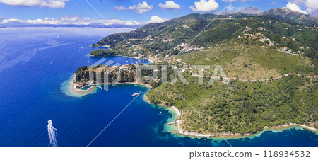 Greece, ionian islands Stunning nature beach scenery of Corfu . 118934532