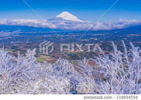 [Shizuoka Prefecture] Mt. Fuji seen from snow-covered Mt. Gendake in Hakone 118934558