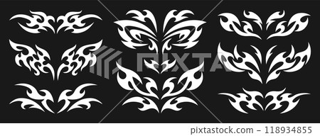 Neo tribal y2k tattoo, celtic gothic body ornaments in neotribal style Neo tribal y2k tattoo, celtic gothic body ornaments in neotribal style 118934855