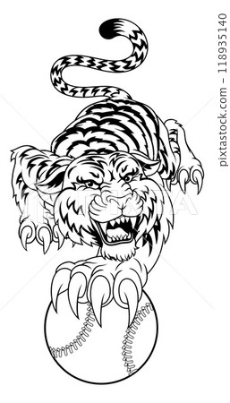 Tiger Baseball Ball Animal Sports Team Mascot 118935140