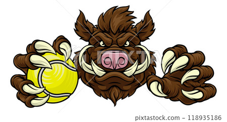 Boar Wild Hog Razorback Warthog Pig Tennis Mascot 118935186