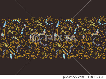 Tree branches with birds, inspired by Gustav Klimt's tree of life 118935331