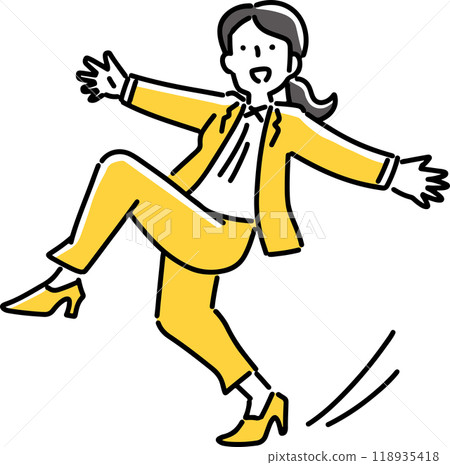 一位女員工愉快地擺姿勢 一位女員工愉快地擺姿勢 118935418