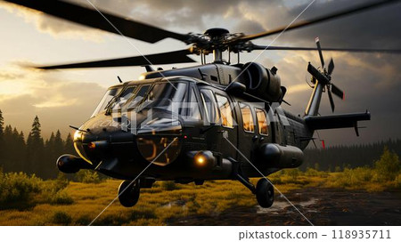 Military combat helicopter for war, aviation for combat operations 118935711