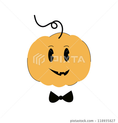 Mr. pumpkin cute halloween character design. Jack O' Lantern. Vector illustration for 31 October holiday. 118935827