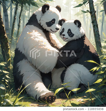 Cute parent and child panda Cute parent and child panda 118935838