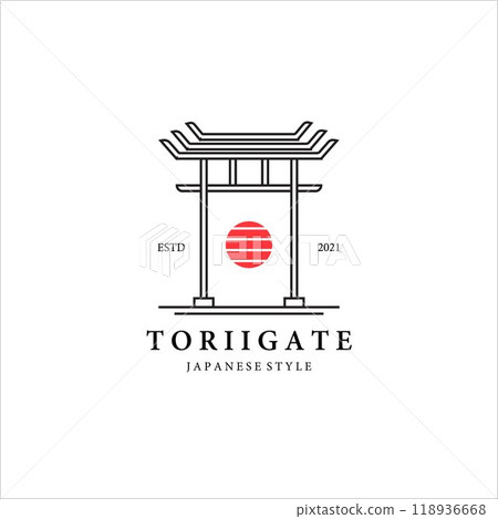 torii gate line art minimalist vector logo illustration design torii gate line art minimalist vector logo illustration design 118936668