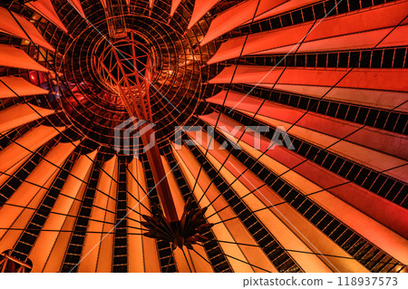 Colourful dome of Sony Centre in Berlin 118937573
