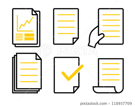 Various types of documents set of 6, yellow 118937709