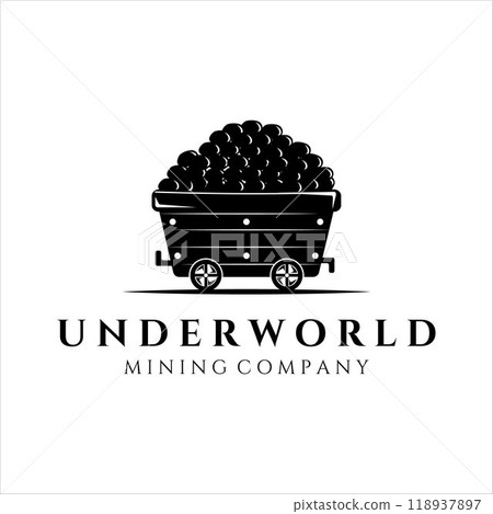 mining cart logo vintage vector illustration template design. mining equipment for traditional or modern miner logo concept design illustration mining cart logo vintage vector illustration template design. mining equipment for traditional or modern miner logo concept design illustration 118937897