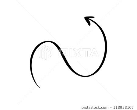 Curved Wavy Arrow. Simple Vector hand drawn Illustration for Design Projects 118938105