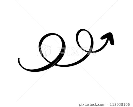 Spiral Curved Arrow Vector Illustration. hand drawn on white background Spiral Curved Arrow Vector Illustration. hand drawn on white background 118938106