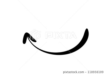 Black hand drawn arrow pointing down following a curved path Black hand drawn arrow pointing down following a curved path 118938109