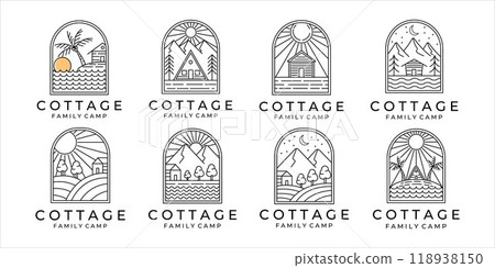 set of cottage or cabin line art minimalist simple vector logo illustration design. bundle collection of cottage or cabin at the mountain forest and the beach for logo line art concept vector design set of cottage or cabin line art minimalist simple vector logo illustration design. bundle collection of cottage or cabin at the mountain forest and the beach for logo line art concept vector design 118938150