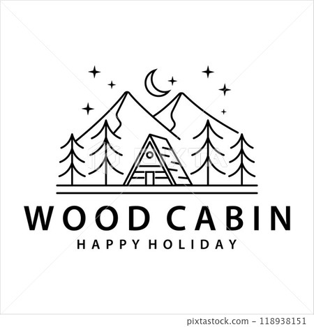 cabin or cottage line art logo vector illustration template icon design cabin or cottage line art logo vector illustration template icon design 118938151