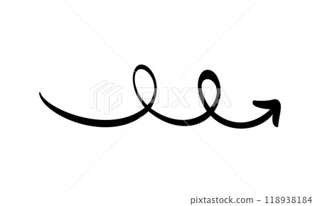Spiral Curved Arrow Vector Illustration. hand drawn on white background 118938184