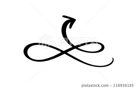 Curved Wavy Arrow with sigh infinity. Simple Vector Illustration for Design Projects 118938185