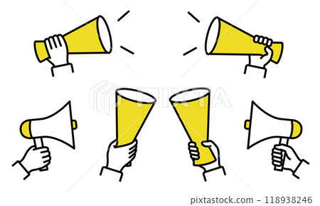 拿著擴音器的手的插圖集 拿著擴音器的手的插圖集 118938246