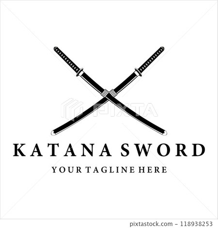 katana sword logo vintage vector illustration design. simple modern japanese sword of katana logo concept template emblem illustration vector design katana sword logo vintage vector illustration design. simple modern japanese sword of katana logo concept template emblem illustration vector design 118938253