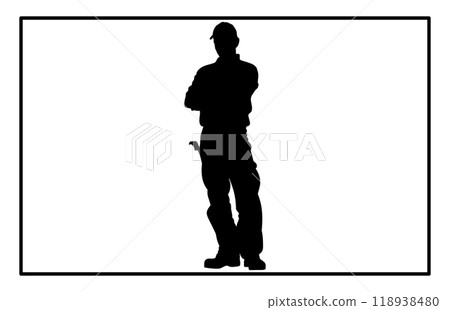 Repairman with wrench silhouette, illustration of a technician, Service man mechanic 118938480