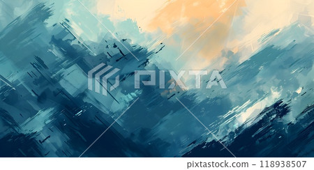 Artistic Abstract Background Blue Featuring Bold Brush Strokes in Vibrant Colors 118938507