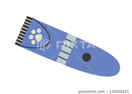 Pet grooming trimmer vector illustration in flat cartoon style. Electric tool for domestic animals. Hair cutting tool for dogs or cats. Perfect for pet care, fur hygiene, and grooming supplies designs Pet grooming trimmer vector illustration in flat cartoon style. Electric tool for domestic animals. Hair cutting tool for dogs or cats. Perfect for pet care, fur hygiene, and grooming supplies designs 118938825