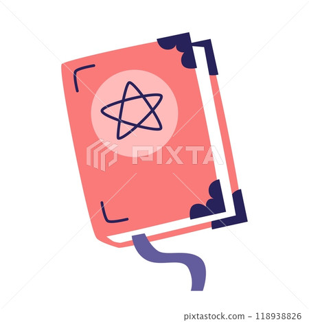 Magic spell book. Cute Halloween element. Vector illustration in flat style 118938826