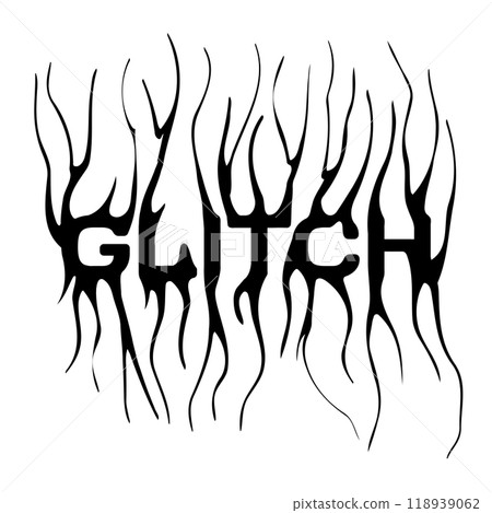 Glitch - slogan tee print design with distorted typography and a modern gothic graffiti style. Grunge lettering word. Flat vector illustration for embroidery. Glitch - slogan tee print design with distorted typography and a modern gothic graffiti style. Grunge lettering word. Flat vector illustration for embroidery. 118939062