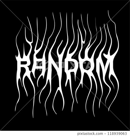 Random- slogan tee print design with distorted typography and a modern gothic graffiti style. Grunge lettering word. Flat vector illustration for embroidery. Random- slogan tee print design with distorted typography and a modern gothic graffiti style. Grunge lettering word. Flat vector illustration for embroidery. 118939063