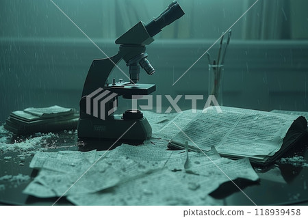 Antique microscope utilized in medical practice at doctor s office for patient analysis 118939458