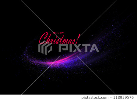 Merry Christmas. Isolated arc of blue and purple gradient with shiny tinsel 118939576