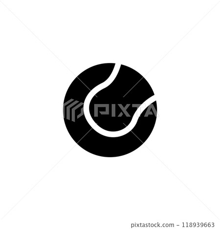 Minimalist black tennis ball icon, perfect for web and mobile applications Minimalist black tennis ball icon, perfect for web and mobile applications 118939663
