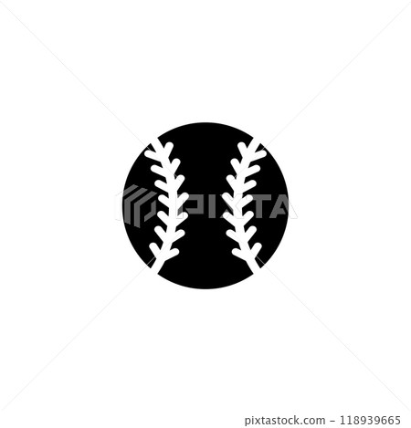 Iconic black and white vector illustration of a baseball ball Iconic black and white vector illustration of a baseball ball 118939665