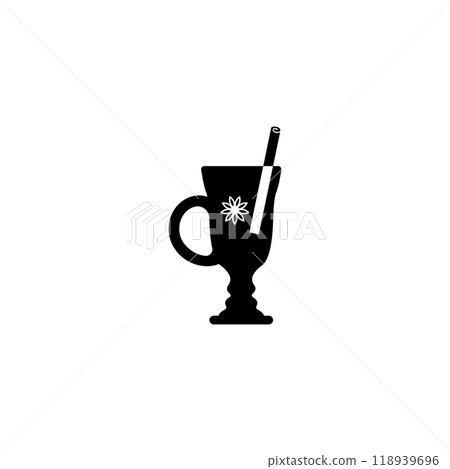 Icon of spiced mulled wine with cinnamon and anise, perfect for winter holidays Icon of spiced mulled wine with cinnamon and anise, perfect for winter holidays 118939696