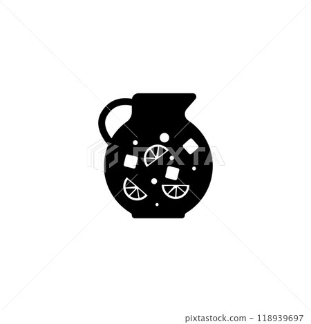 Stylish black silhouette of a pitcher with lemon slices, perfect for summer refreshments Stylish black silhouette of a pitcher with lemon slices, perfect for summer refreshments 118939697