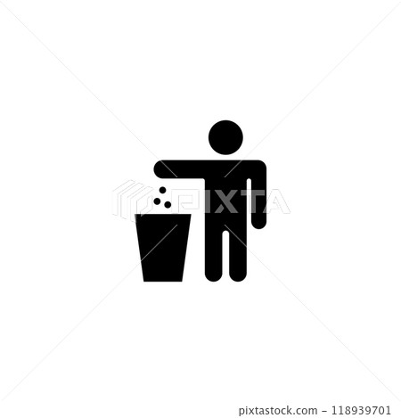 Simple and clean vector icon of a person disposing waste in a bin Simple and clean vector icon of a person disposing waste in a bin 118939701