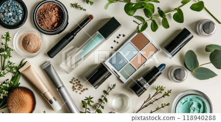 Natural Beauty Products and Cosmetics with Botanical Elements Flat Lay Natural Beauty Products and Cosmetics with Botanical Elements Flat Lay 118940288