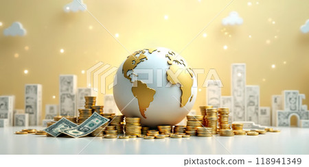 3d earth and coins background 118941349