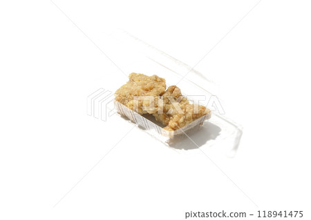 Packed fried chicken photographed on a white background Packed fried chicken photographed on a white background 118941475