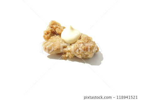 Fried chicken with mayonnaise photographed on a white background Fried chicken with mayonnaise photographed on a white background 118941521