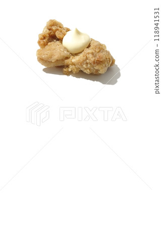 Fried chicken with mayonnaise photographed on a white background Fried chicken with mayonnaise photographed on a white background 118941531